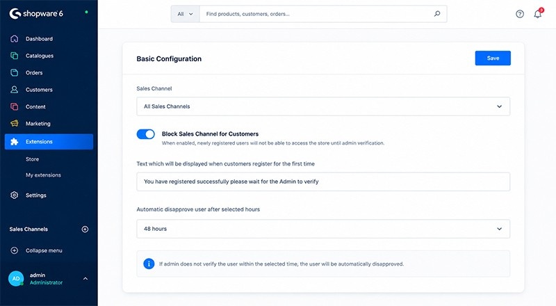 Verify Registered User Shopware 6 Extension
