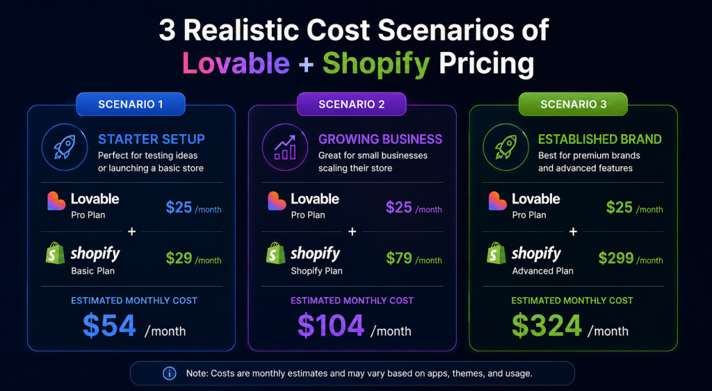 Lovable shopify pricing break down