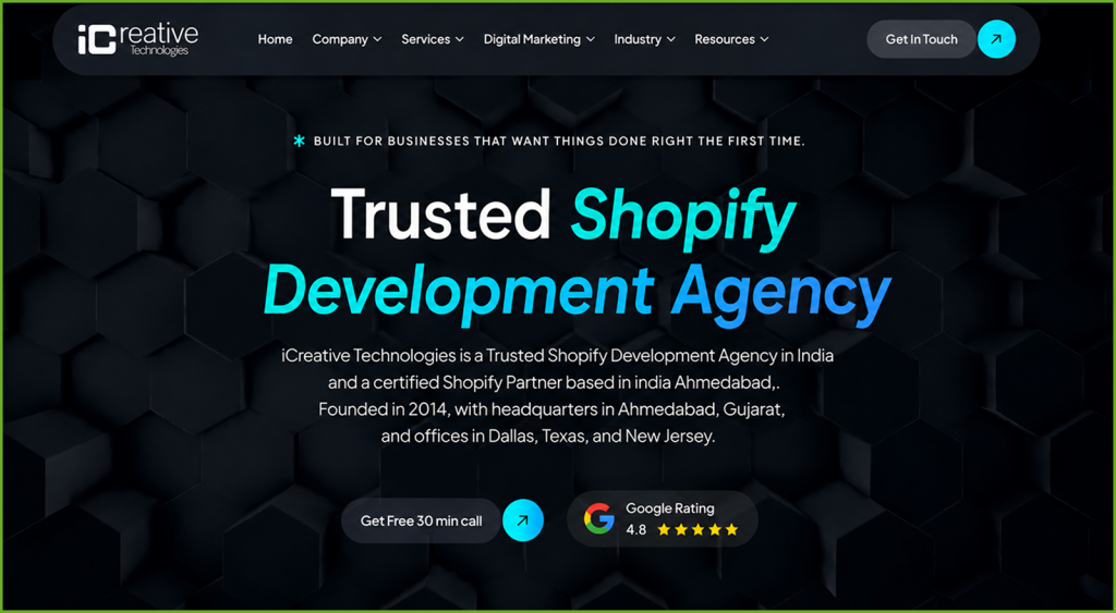 iCreative Technologies Trusted Shopify Development Agency for Scalable B2B, B2C & D2C Commerce