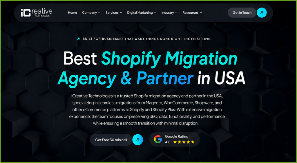 iCreative Technologies best shopify migration partner agency in usa