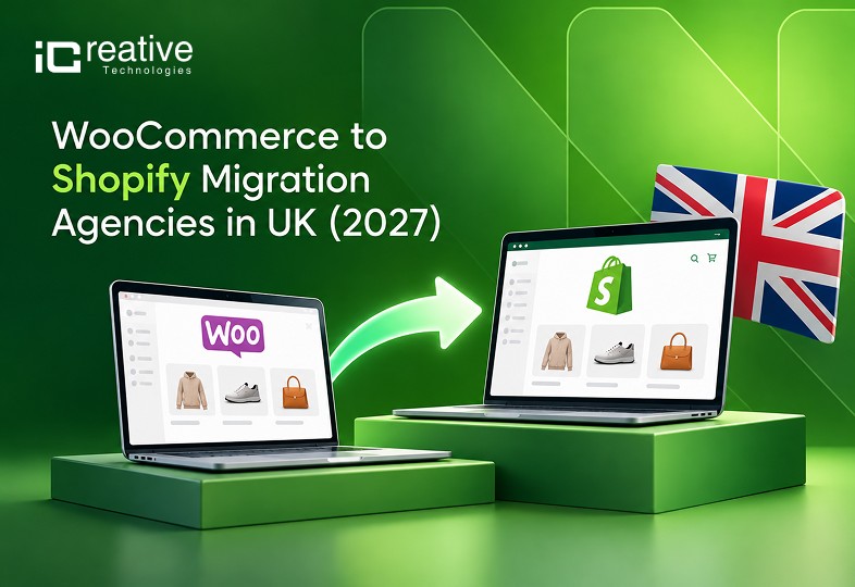 WooCommerce to Shopify migration agencies in the UK with Shopify store and UK flag